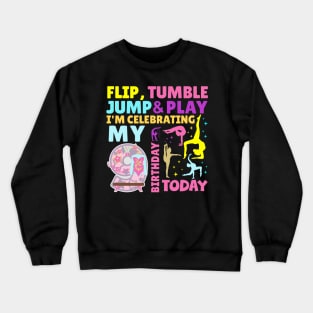 Girls 9th Birthday Gymnastics Themed Party Kids Nine Year Old Crewneck Sweatshirt